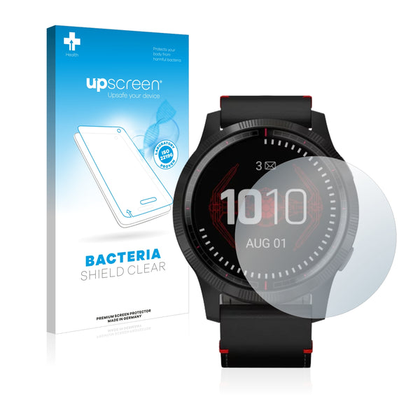 upscreen Bacteria Shield Clear Premium Antibacterial Screen Protector for Garmin Legacy Saga Darth Vader (45 mm)