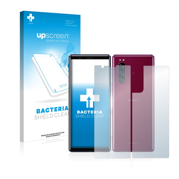 upscreen Bacteria Shield Clear Premium Antibacterial Screen Protector for Sony Xperia 5 (Front + Back)