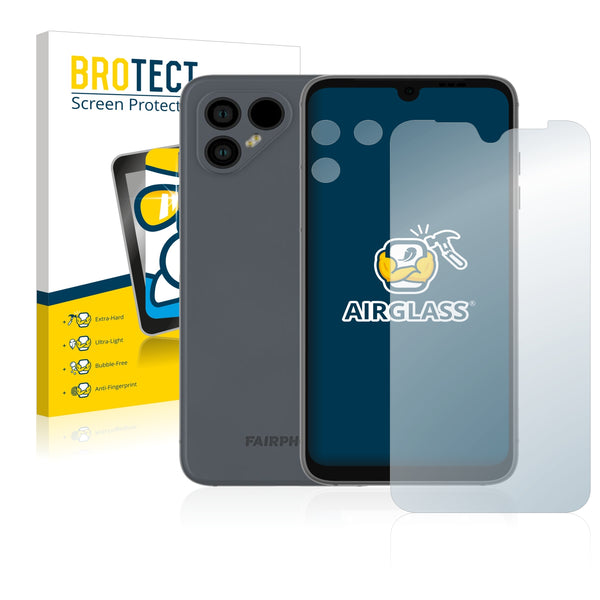 BROTECT AirGlass Glass Screen Protector for Fairphone 4 (Front + cam)