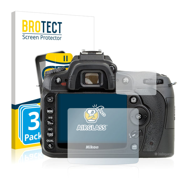 3x BROTECT AirGlass Glass Screen Protector for Nikon D90