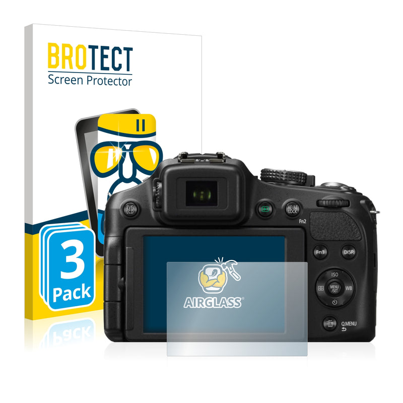 3x BROTECT AirGlass Glass Screen Protector for Panasonic Lumix DMC-FZ200