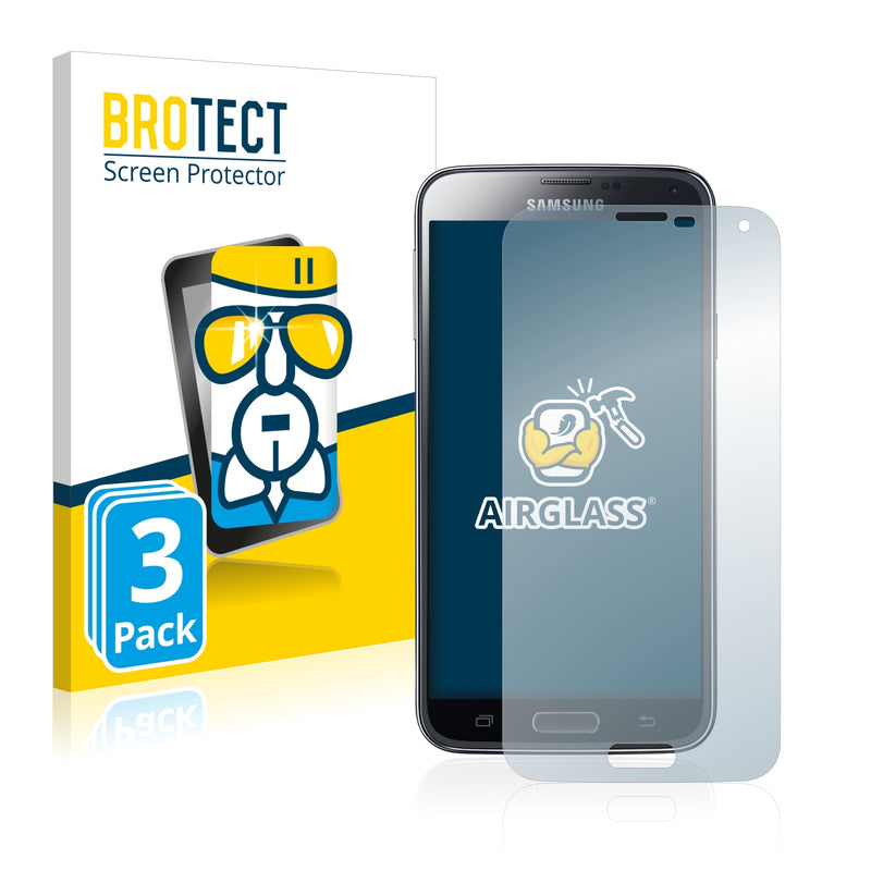 3x BROTECT AirGlass Glass Screen Protector for Samsung Galaxy S5 SM-G900I SM-G900F