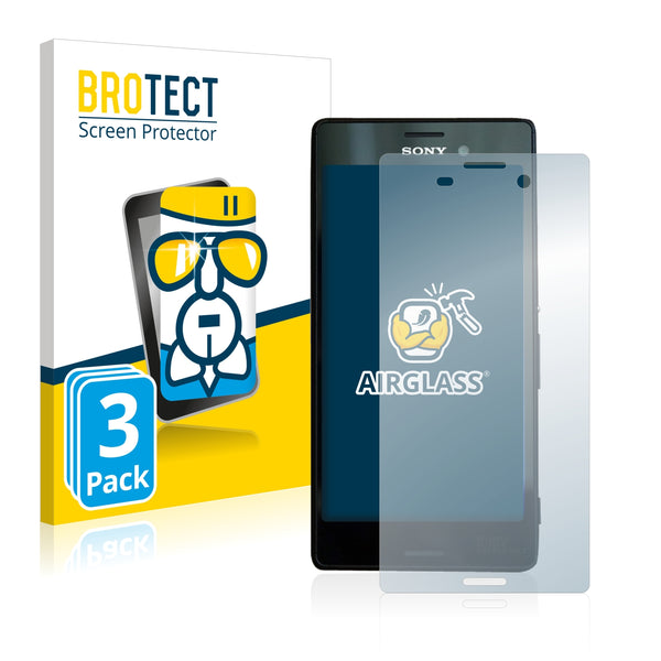 3x BROTECT AirGlass Glass Screen Protector for Sony Xperia M4 Aqua