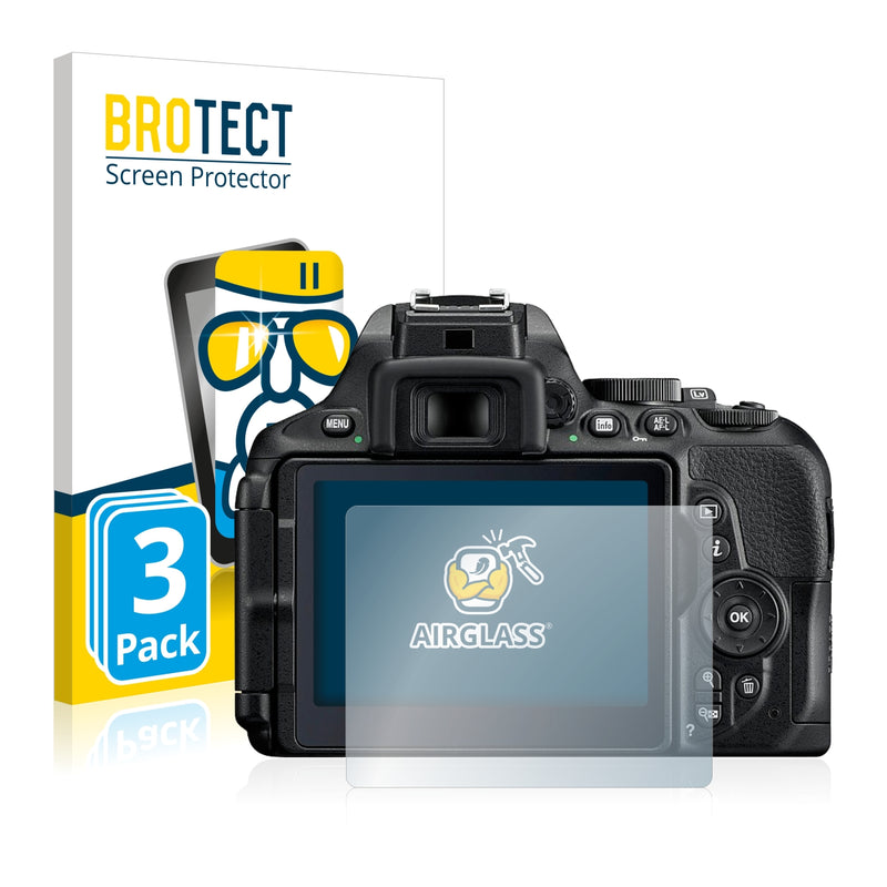 3x BROTECT AirGlass Glass Screen Protector for Nikon D5600