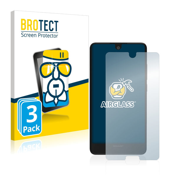 3x BROTECT AirGlass Glass Screen Protector for Sharp Aquos C10