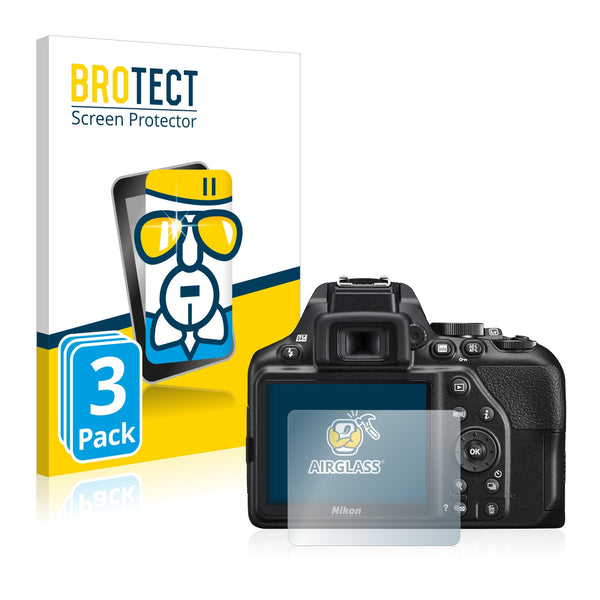 3x BROTECT AirGlass Glass Screen Protector for Nikon D3500