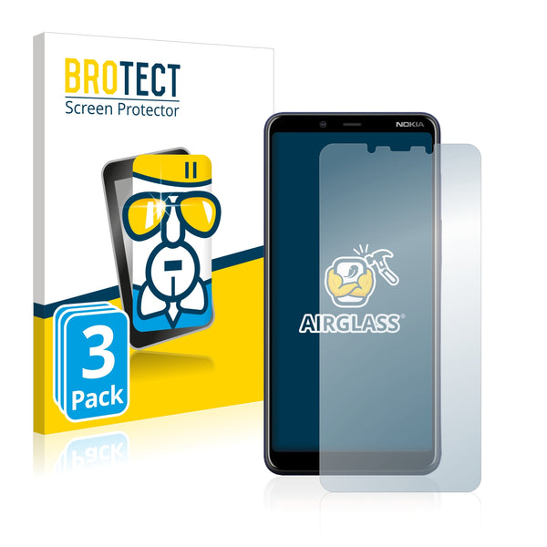 3x BROTECT AirGlass Glass Screen Protector for Nokia 3.1 Plus