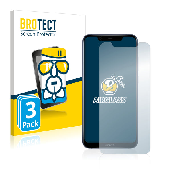 3x BROTECT AirGlass Glass Screen Protector for Nokia 8.1