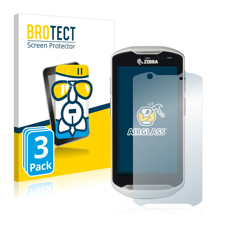 3x BROTECT AirGlass Glass Screen Protector for Zebra TC52-HC