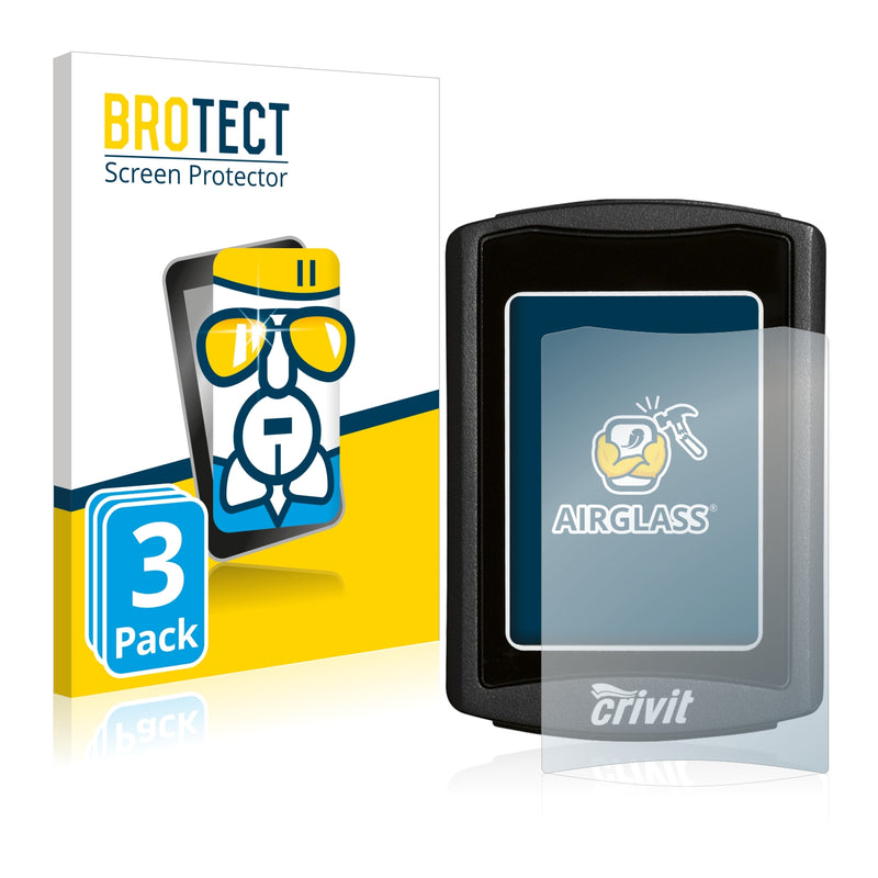 3x BROTECT AirGlass Glass Screen Protector for Crivit Fahrradcomputer