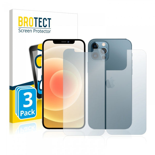 3x BROTECT AirGlass Glass Screen Protector for Apple iPhone 12 Pro Max (Front + Back)