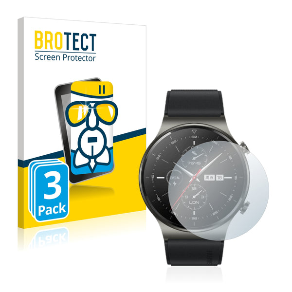 3x BROTECT AirGlass Glass Screen Protector for Huawei Watch GT 2 Pro ECG