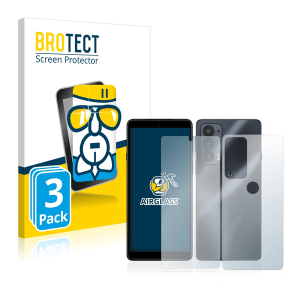 3x BROTECT AirGlass Glass Screen Protector for Motorola Edge 20 (Front + Back)