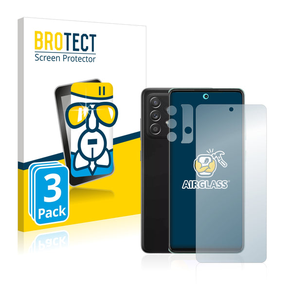 3x BROTECT AirGlass Glass Screen Protector for Samsung Galaxy A52 (Front + cam)
