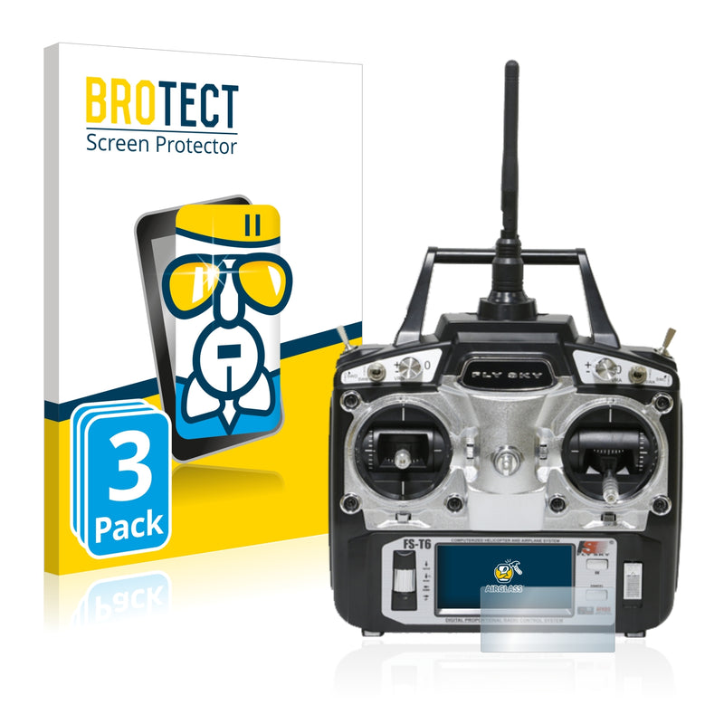 3x BROTECT AirGlass Glass Screen Protector for FlySky FS-T6