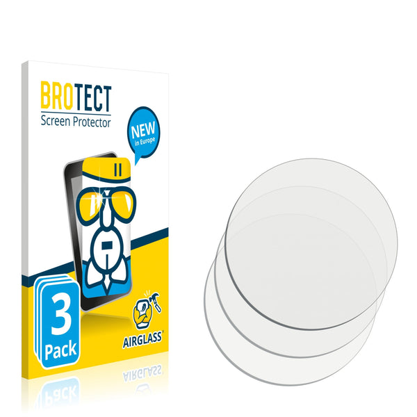 3x BROTECT AirGlass Glass Screen Protector for Circular Displays (Diameter: 32 mm)