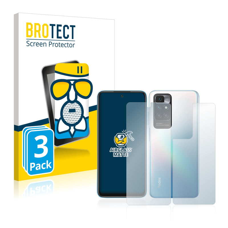 3x BROTECT Matte Screen Protector for Xiaomi Redmi 10 Prime (Front + Back)